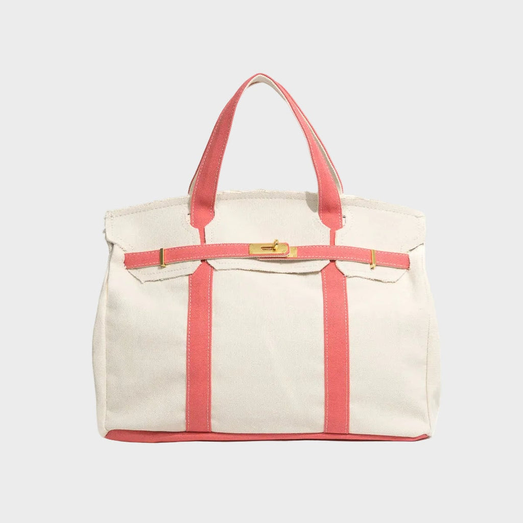 women's structured canvas tote bag in lady pink