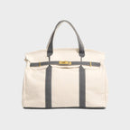 women's structured canvas tote bag in washed gray