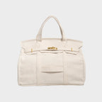 women's structured canvas tote bag in linen white