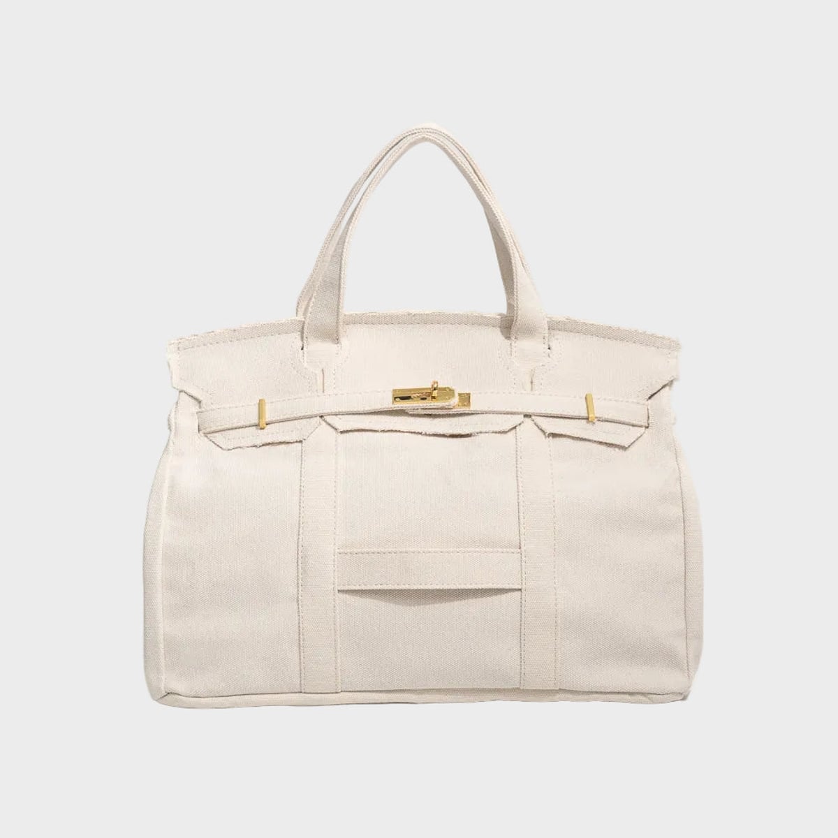 women's structured canvas tote bag in linen white
