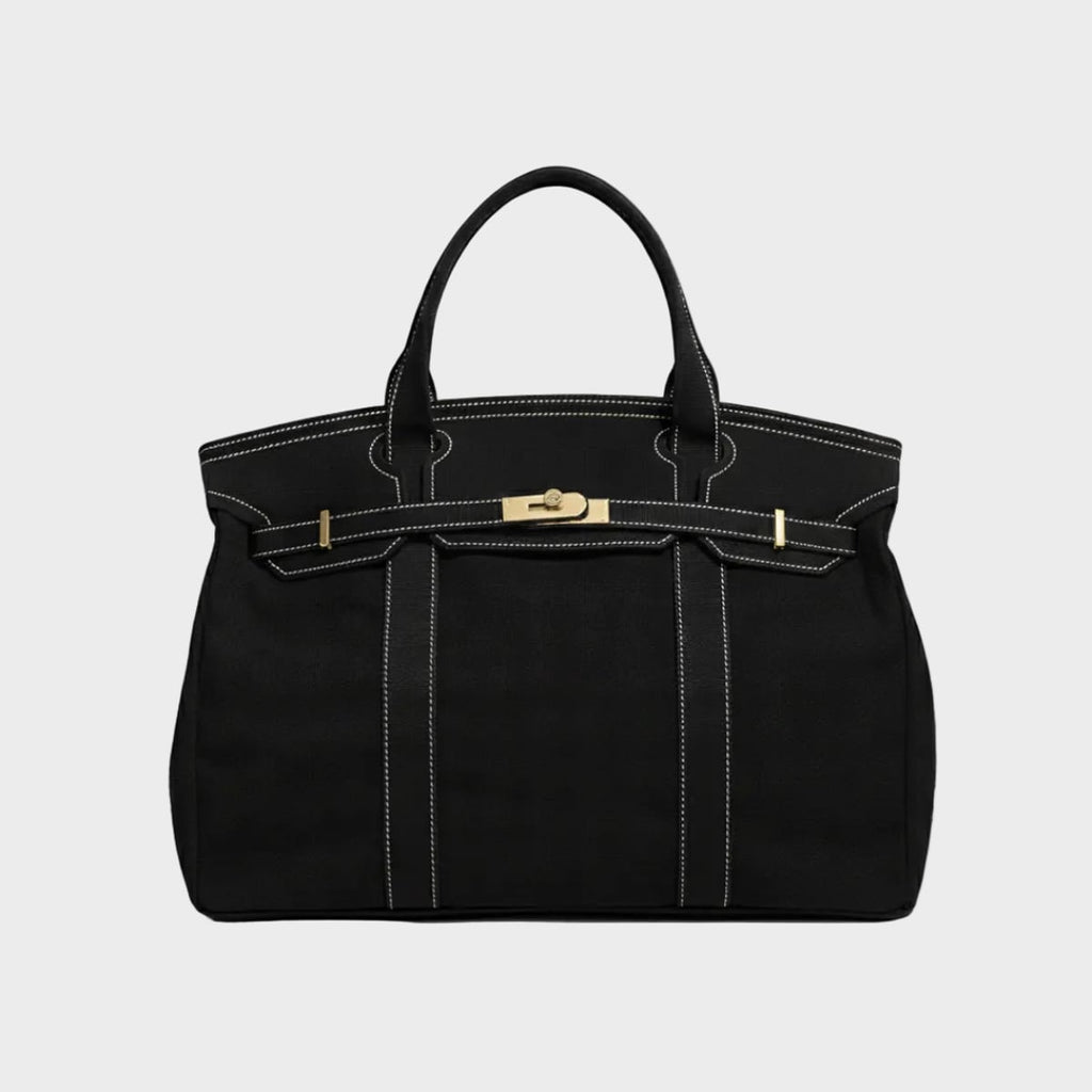 women's structured canvas tote bag in solid black