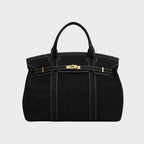 women's structured canvas tote bag in solid black