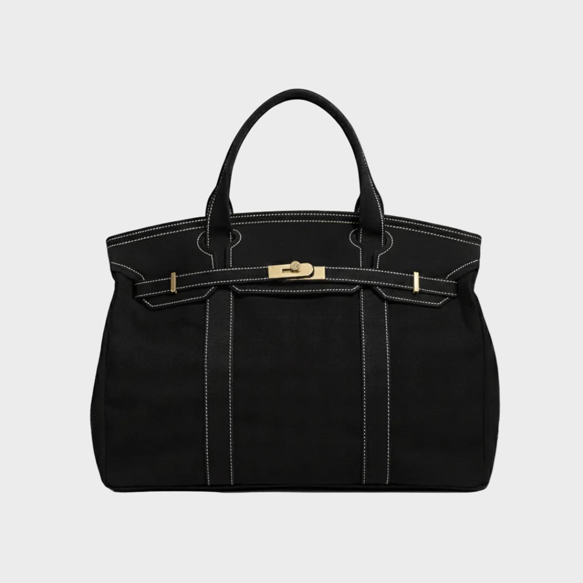 women's structured canvas tote bag in solid black