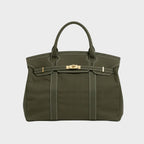women's structured canvas tote bag in solid olive green