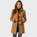 women's structured long coat in khaki