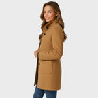 women's structured long coat in khaki