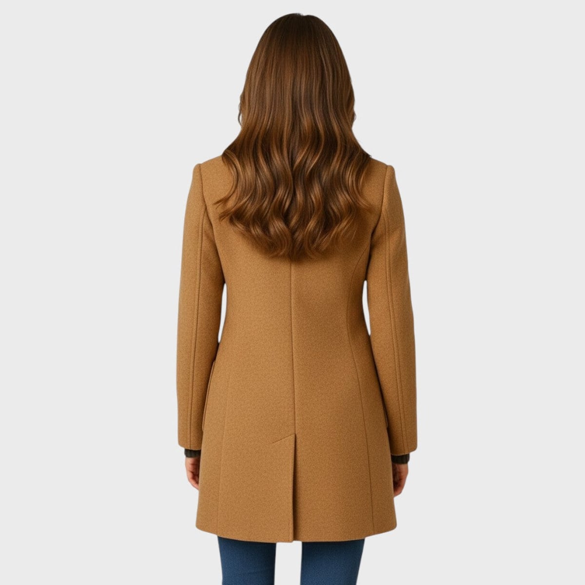women's structured long coat in khaki