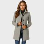 women's structured long coat in gray
