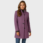 women's structured long coat in purple