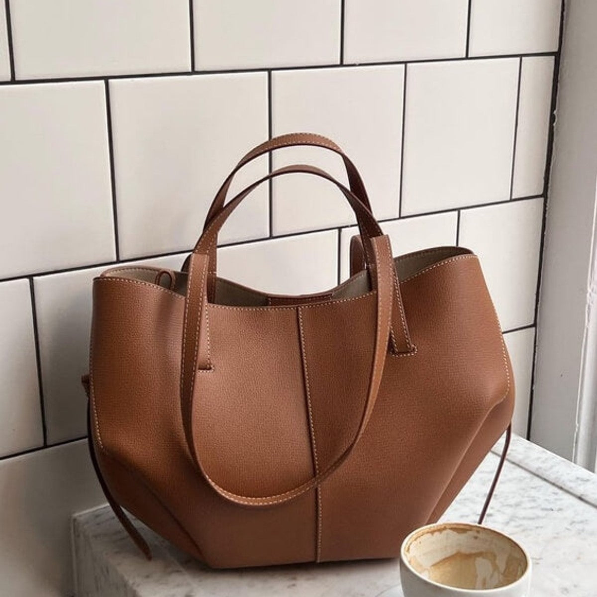 women's vintage tote bag in brown