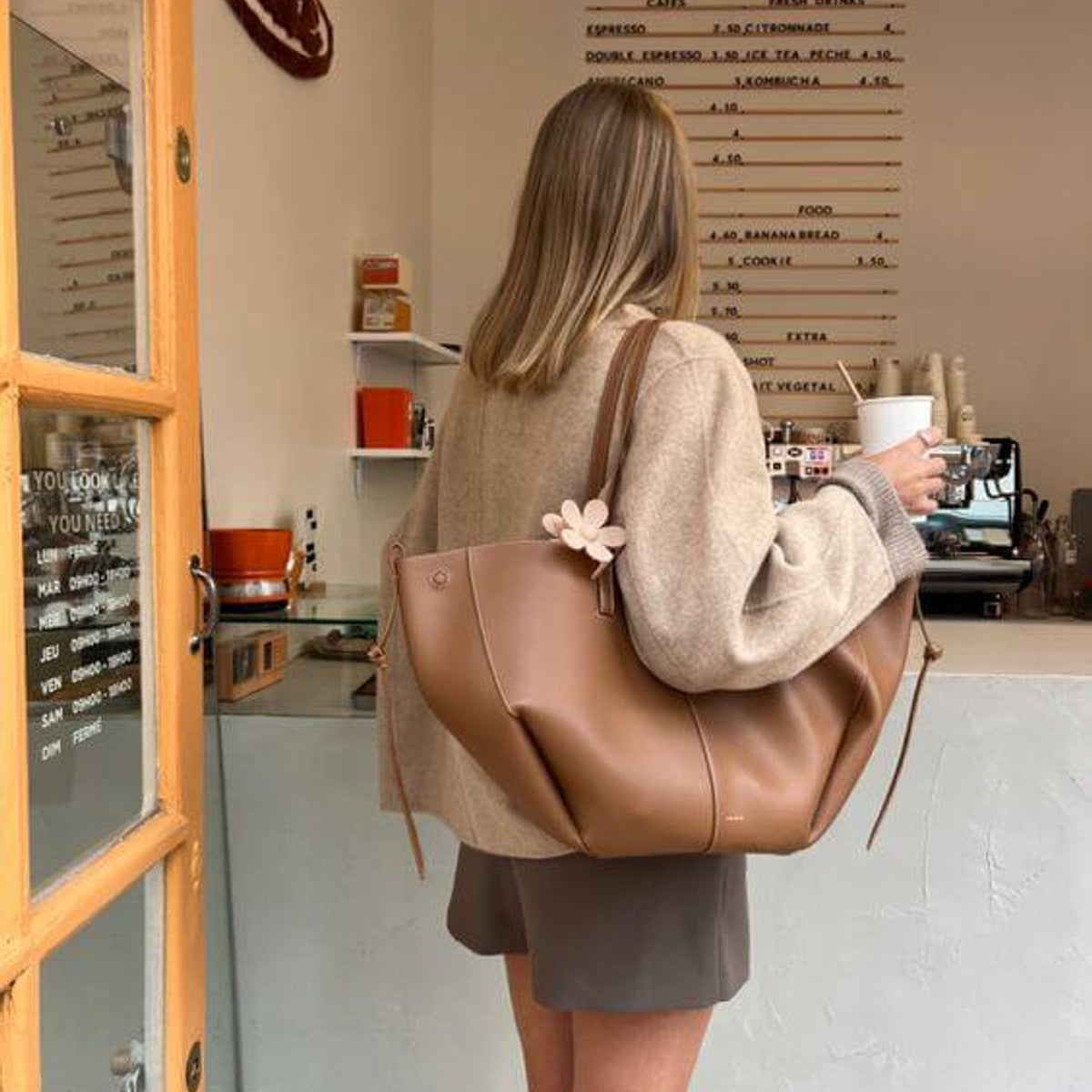 women's vintage tote bag in brown