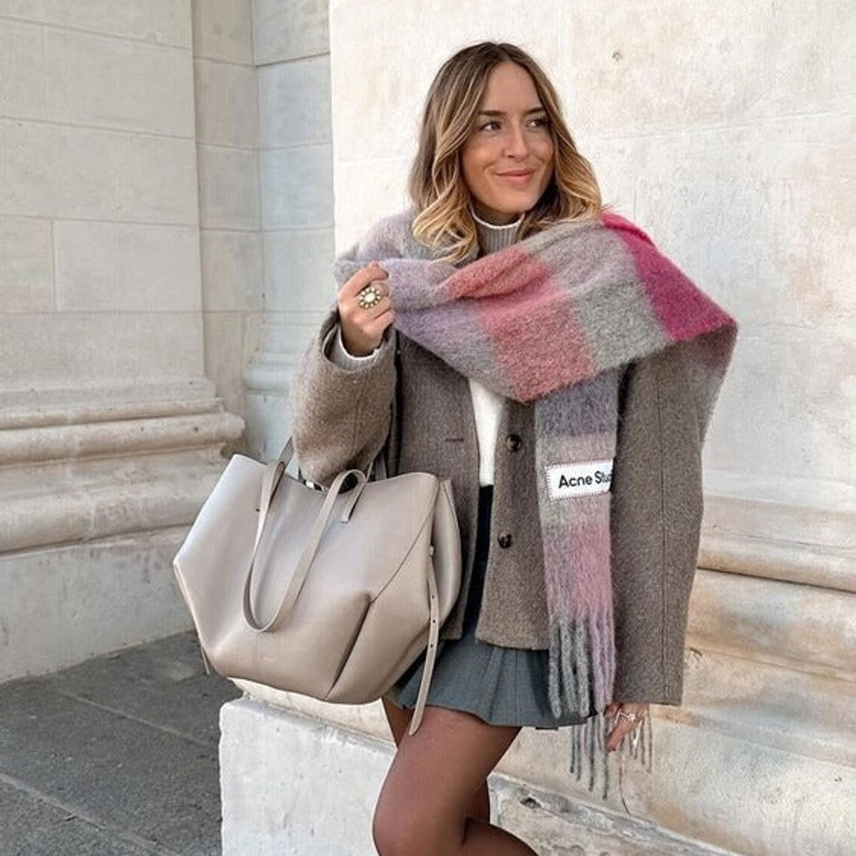 women's vintage tote bag in taupe