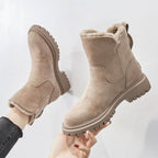 women's warm fur-lined winter boots in apricot