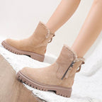 women's warm fur-lined winter boots in apricot